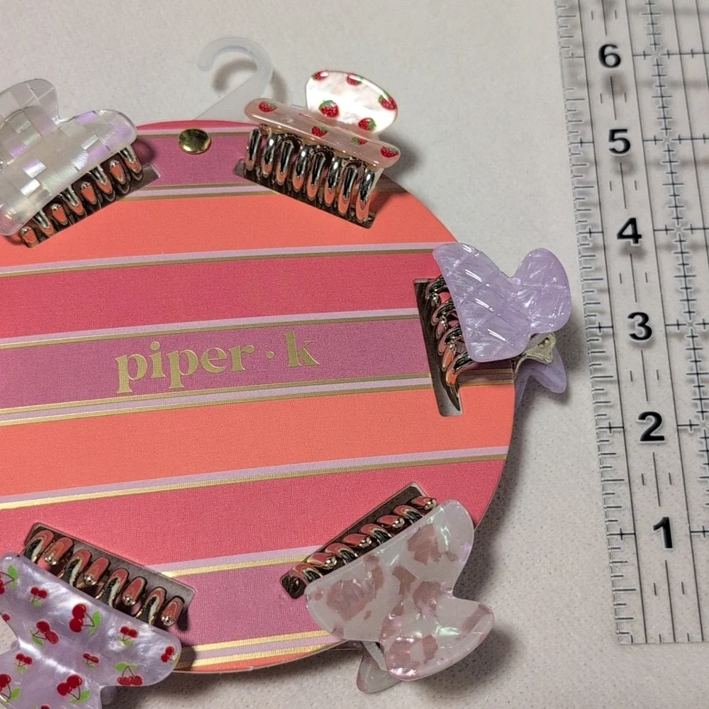 Piper K Set of 6 Claw Hair Clips Cherry, Strawberry, and More